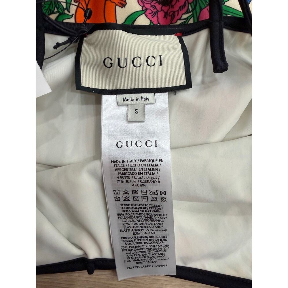 Gucci Floral Print Logo Green Criss Cross One Piece Swimsuit Bathingsuit S Small - Picture 12 of 14